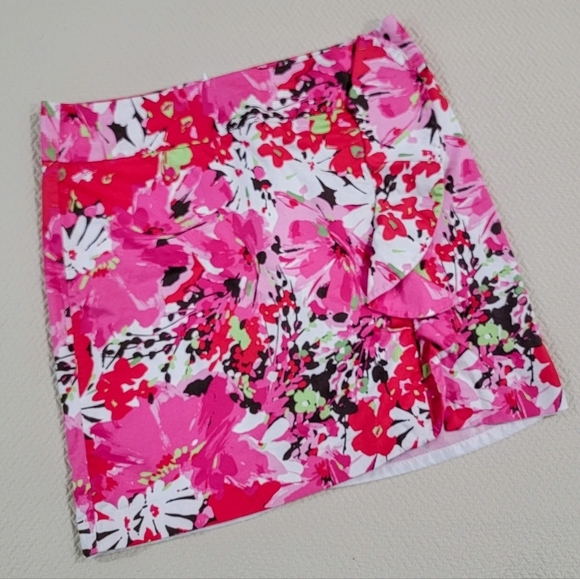Cato Floral Pink Red Skirt Ruffle Size 14 Spring Summer Easter Party Pretty - Picture 5 of 12